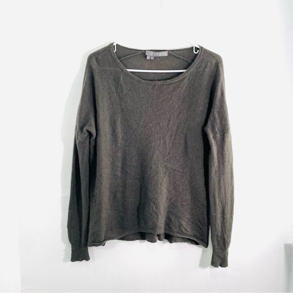 360Sweater Mushroom Brown 100% Cashmere Scoop Neckline Sweater XS - Picture 1 of 8